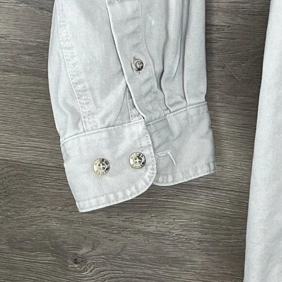 Wrangler Riggs Workwear Button Down Shirt Mens Large Button Up Pocket Tan Sand - Picture 3 of 8